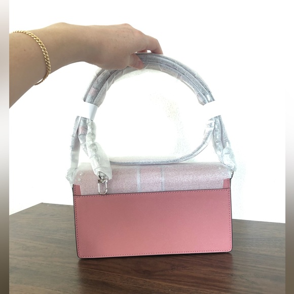 Michael Kors Greenwich Medium Studded Saffiano Leather Shoulder Bag Rose - Picture 12 of 16